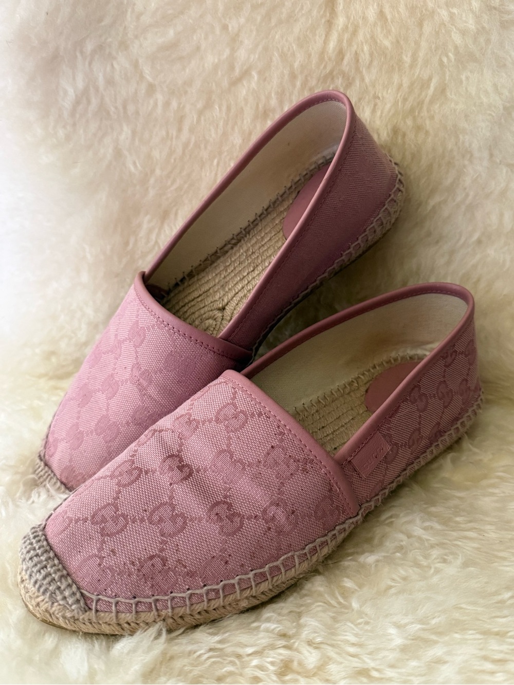 Gucci Pink Canvas Logo Espadrilles